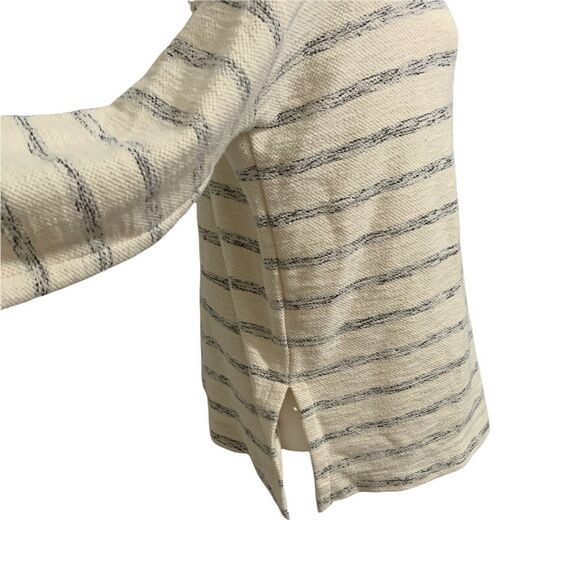 Loft Pullover Sweater Small Womens Ivory Black Striped Cowl neck Texture - Picture 6 of 11